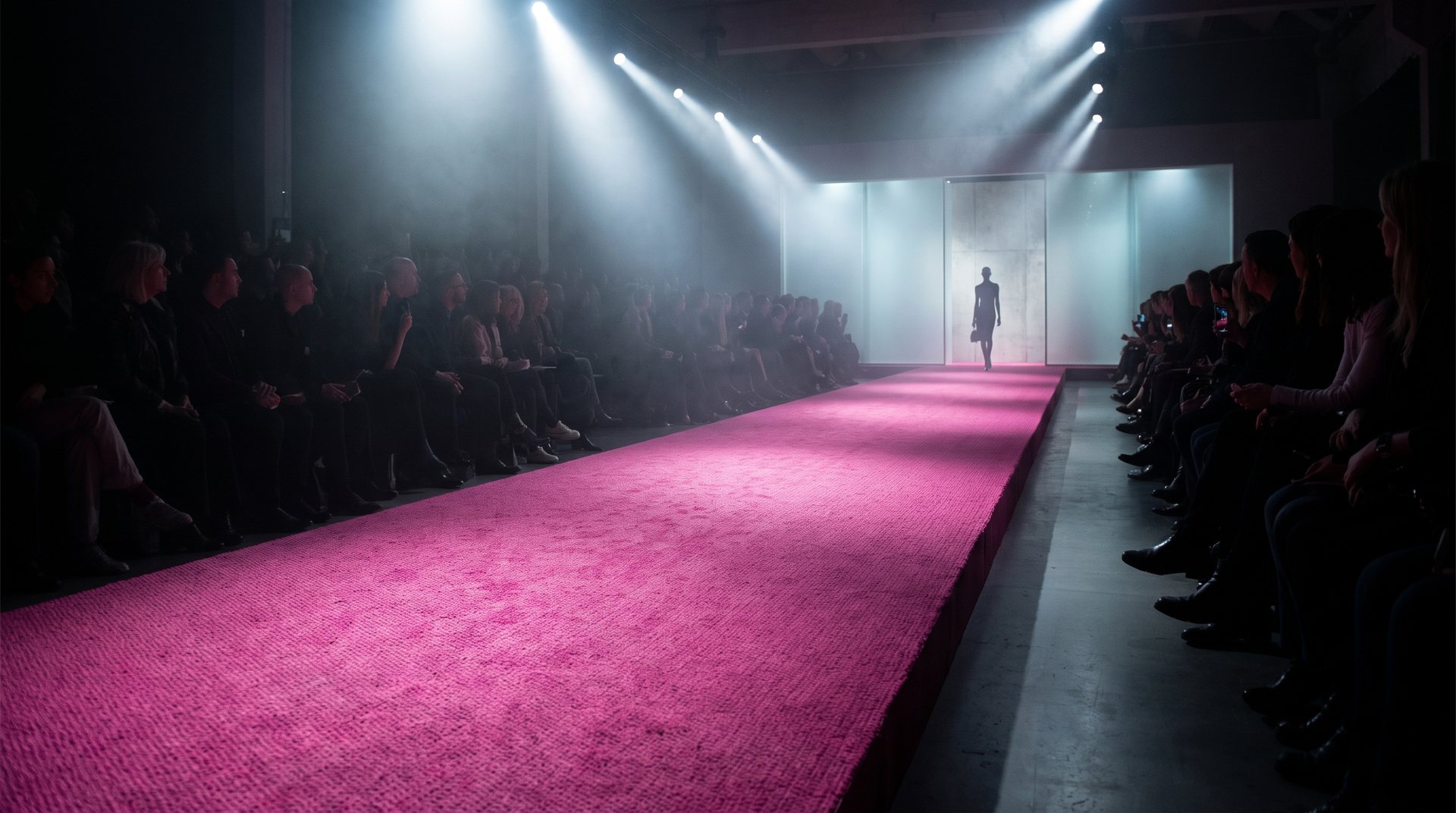 Pasarela con alfombra magenta